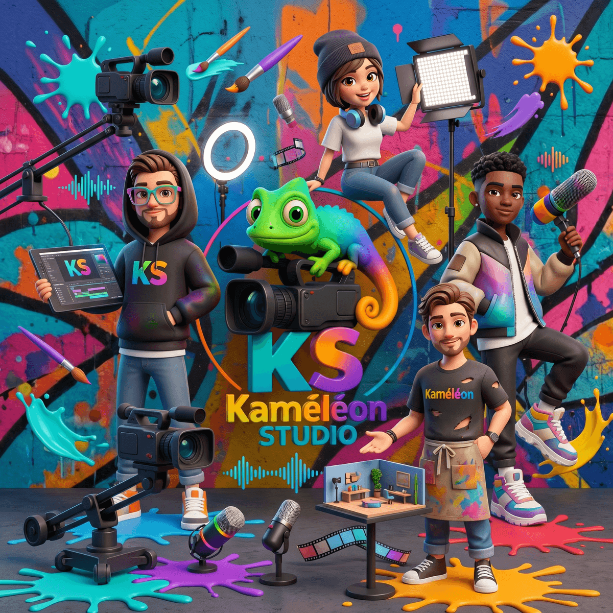 L'équipe Kaméléon Studio — production vidéo, BD et web par IA